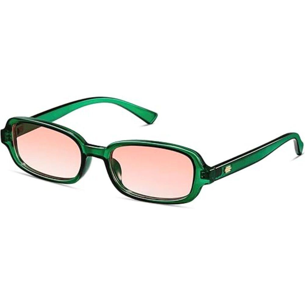 Trendy Retro 90s Small Square Rectangle Sunglasses for Women UV400 Protection